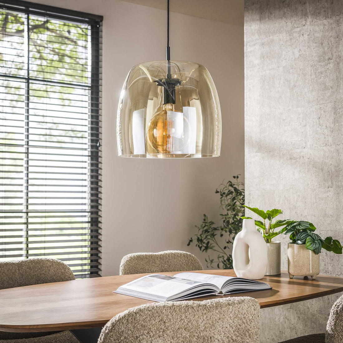 Plafondlamp Liv Glass 1L Amber - Industrieelinhuis.nl