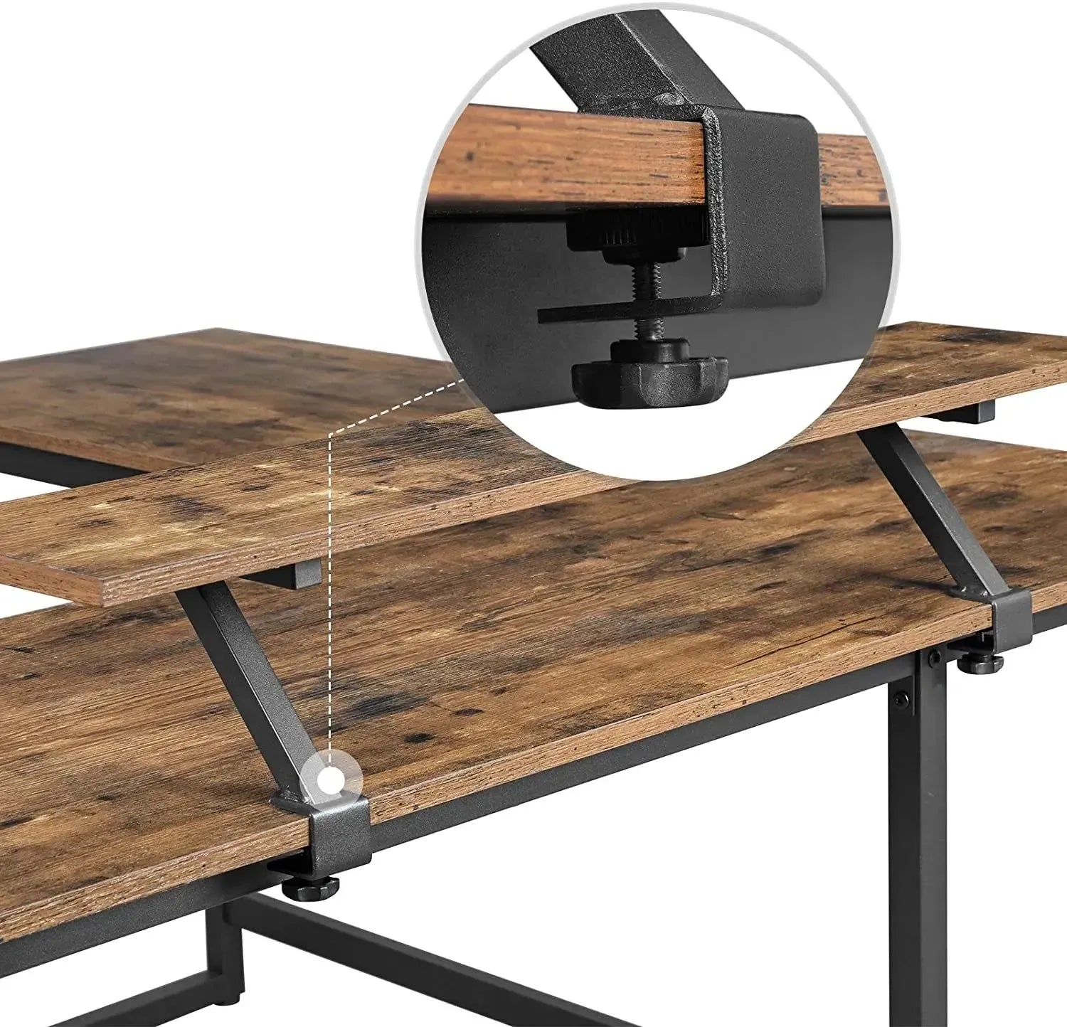 Hoekbureau Industrieel Design | Houtlook en Staal | 140x130x76cm - Industrieelinhuis.nl