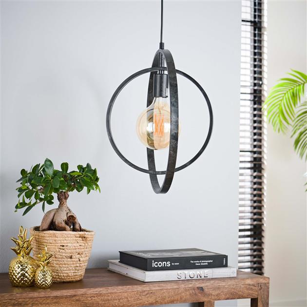 Hanglamp industrieel Twincircles Zwart 1 lichtpunt - Industrieelinhuis.nl
