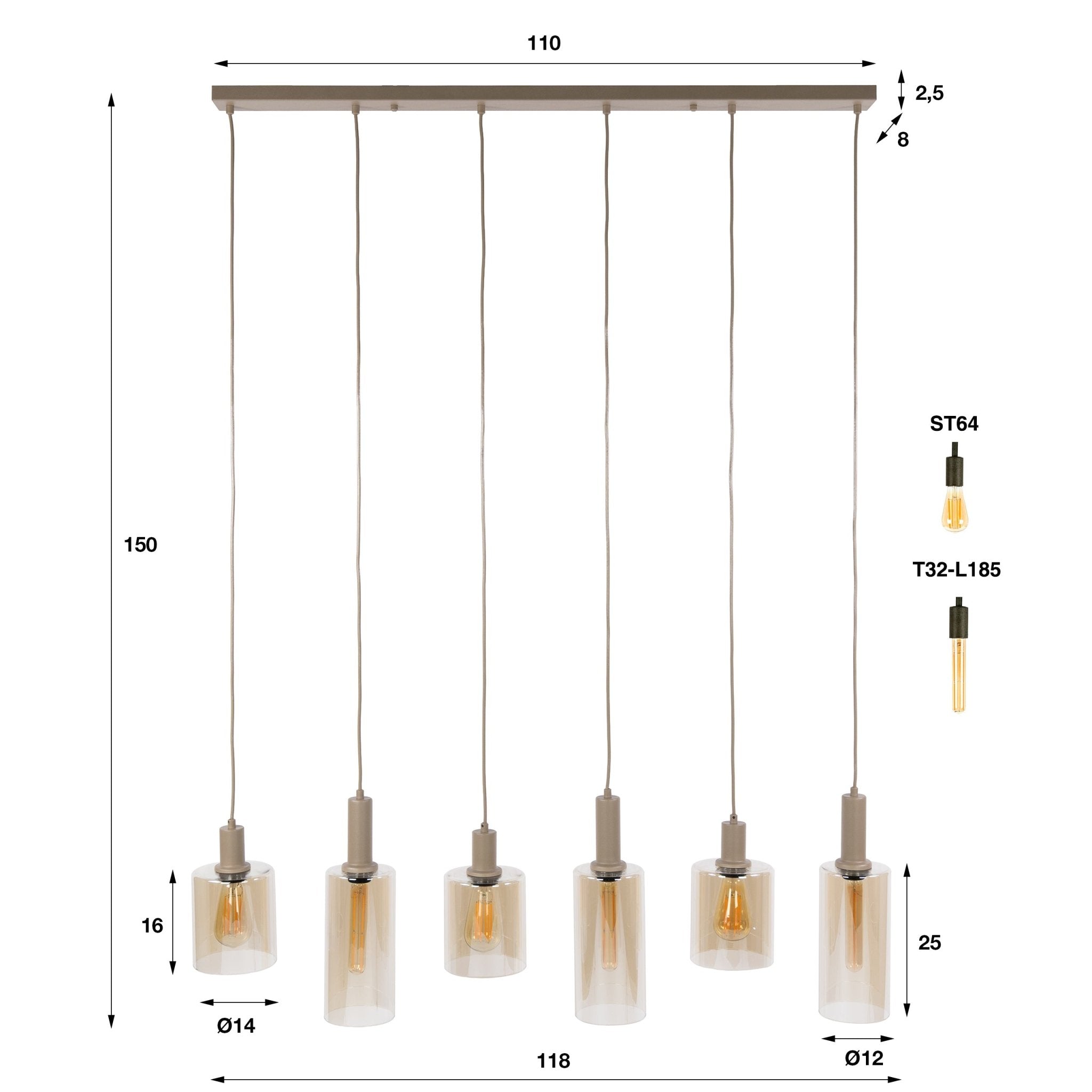 Hanglamp Sepiora 6L