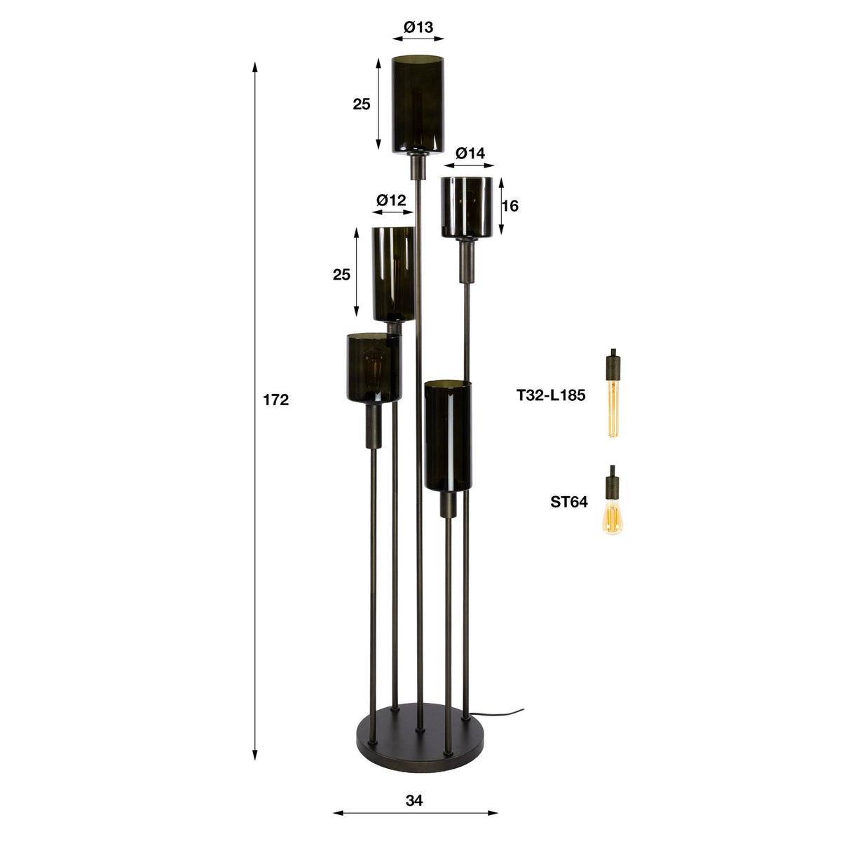 Vloerlamp Sepiora 5L