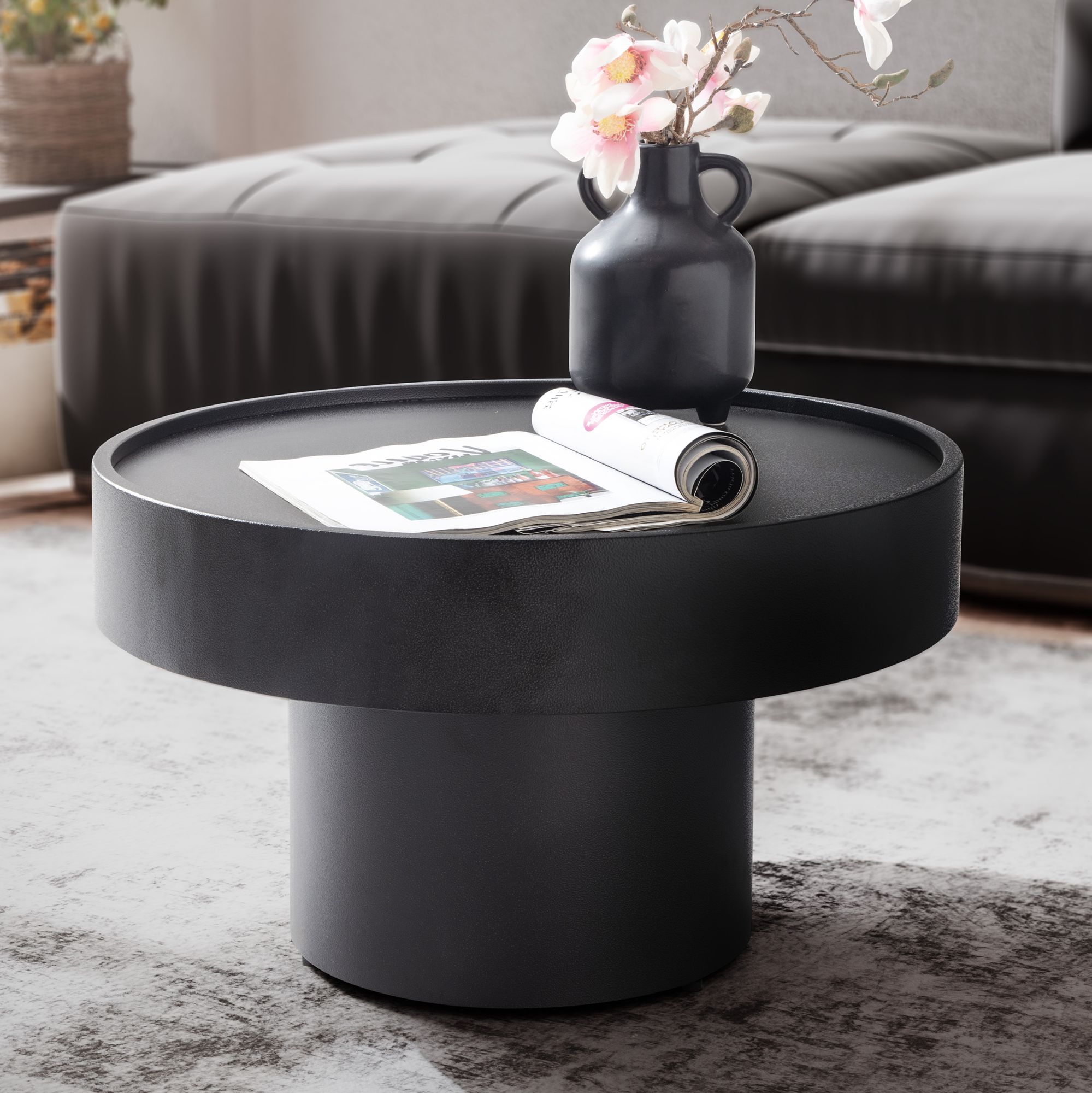 Salontafel zwart rond 60x60x36cm – Industrieelinhuis.nl