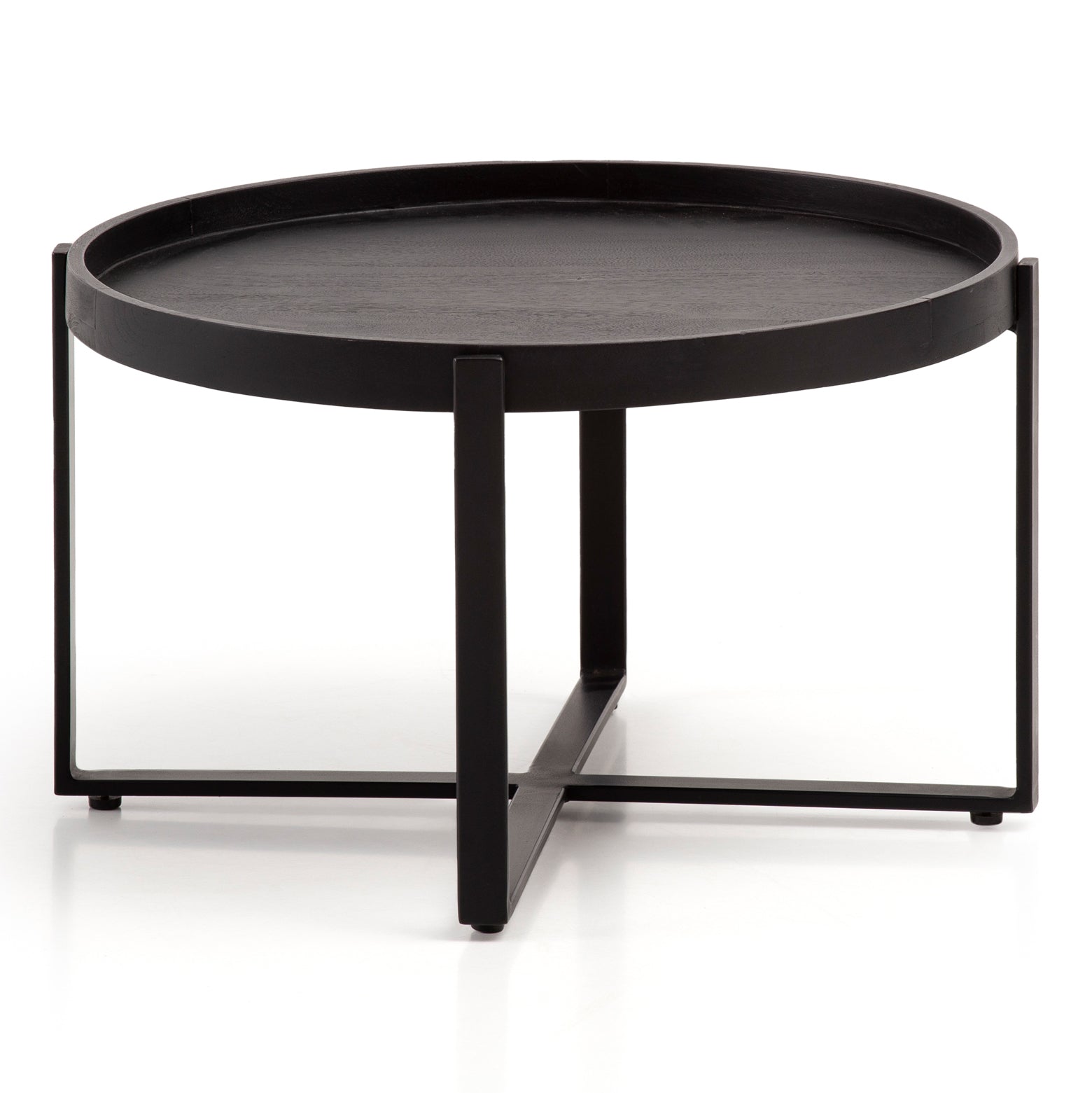 salontafel massief hout zwart 60x60x35cm woonkamertafel rond