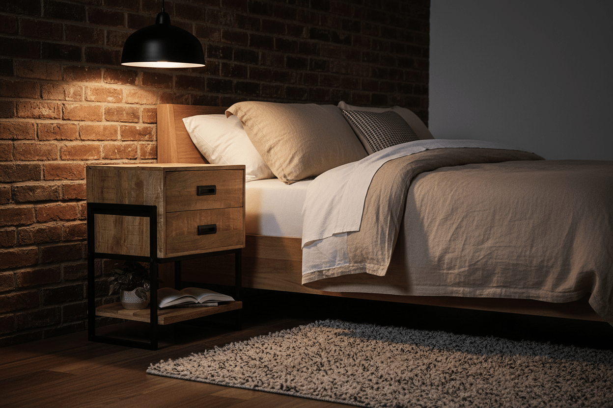 Britt Loft Nachtkastje – Mangohout & Staal | 61 × 48 × 53 cm