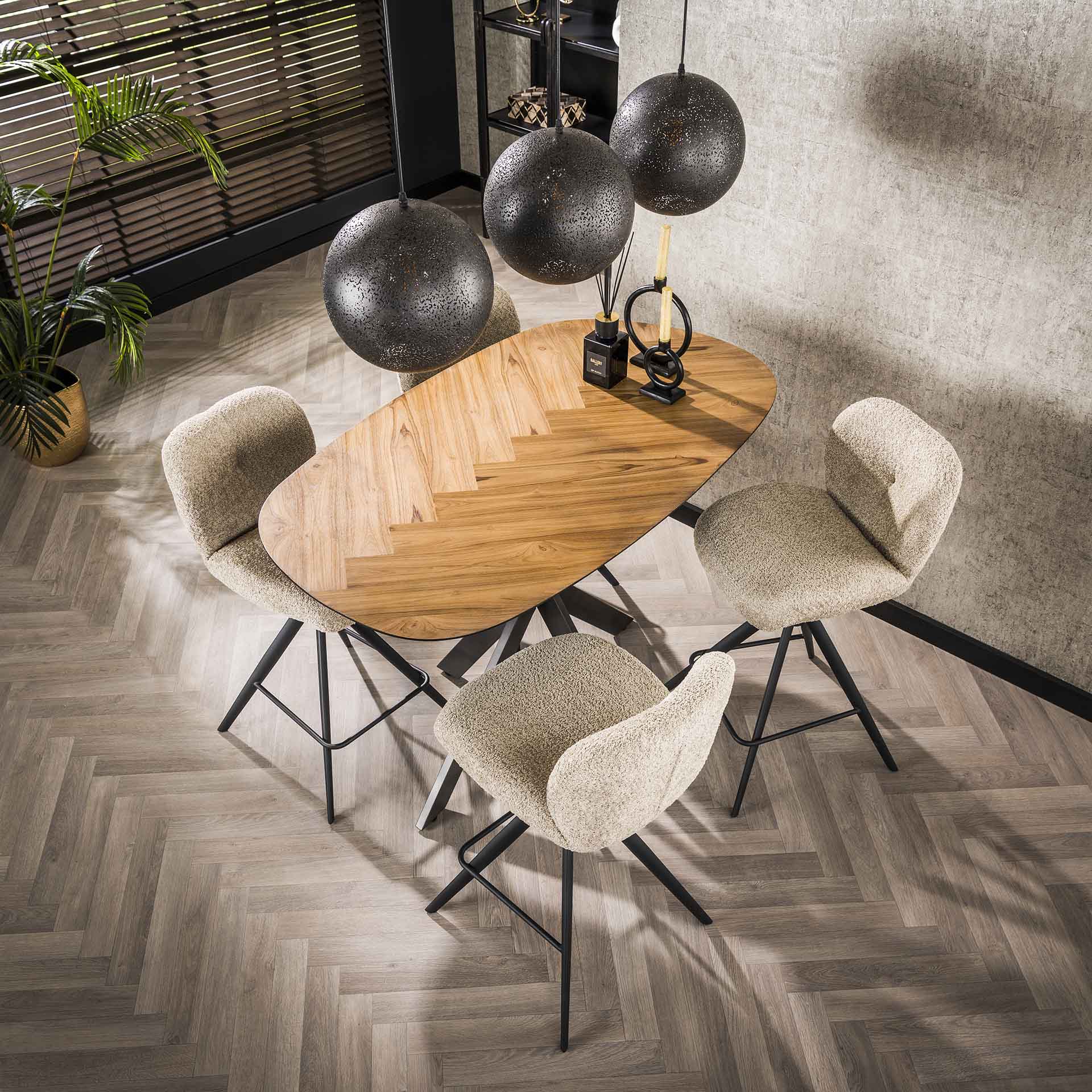 Bartafel Organisch Noah - visgraat blad - 140 cm