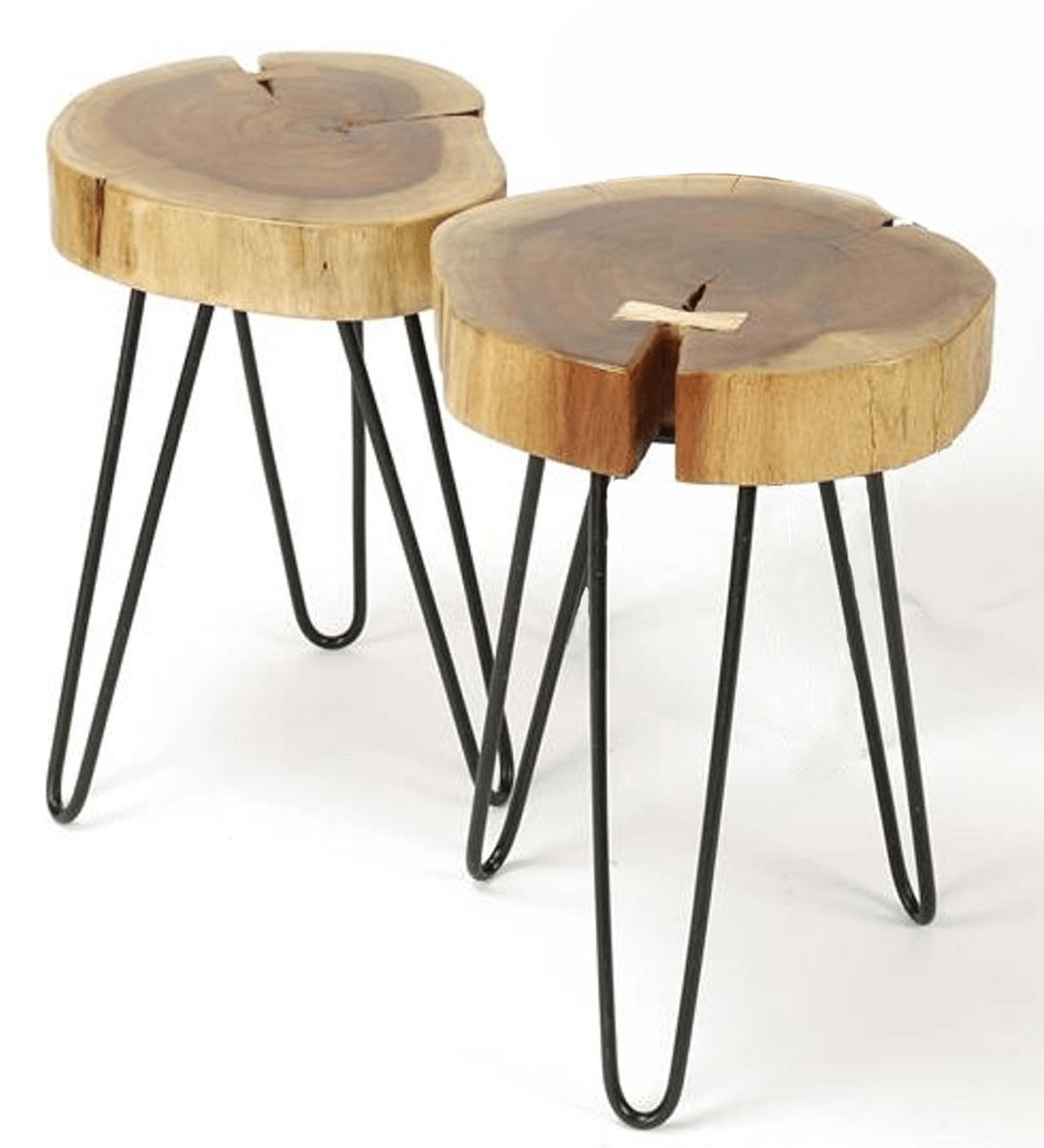 Bijzettafelset Rond Boomstam (2 stuks) - Industrieelinhuis.nl