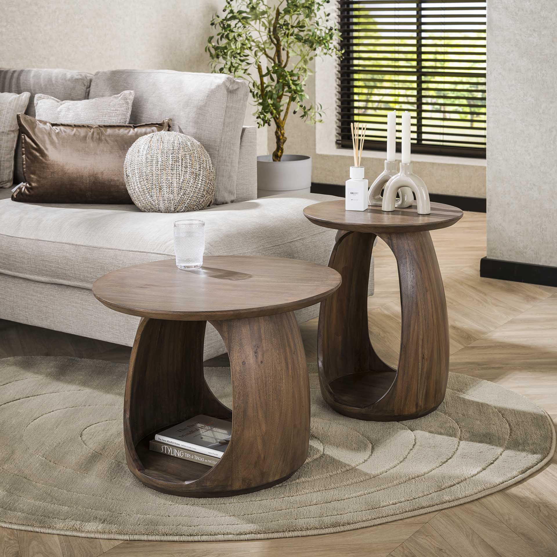 Bijzettafel Tobi S | Acacia hout | Mat bruin