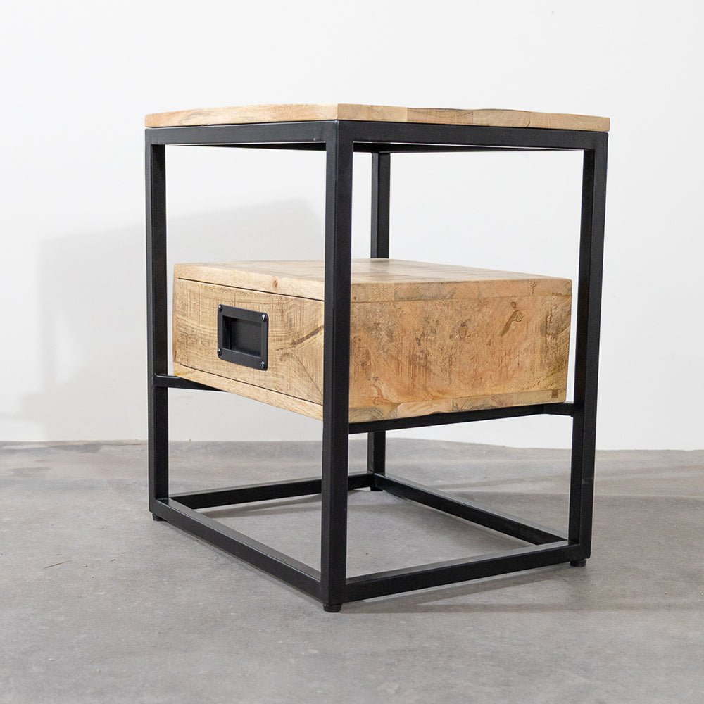 Bijzettafel mangohout | Nachtkastje | 45x35x50