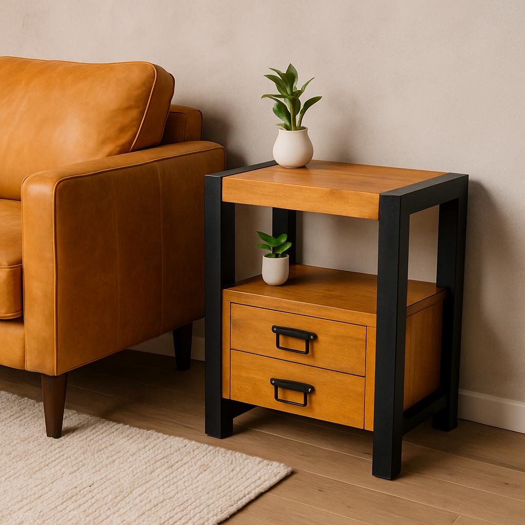 Mango Houten Nachtkastje Britt – 50x40x70cm | Warme Kleurtint Collectie - Industrieelinhuis.nl