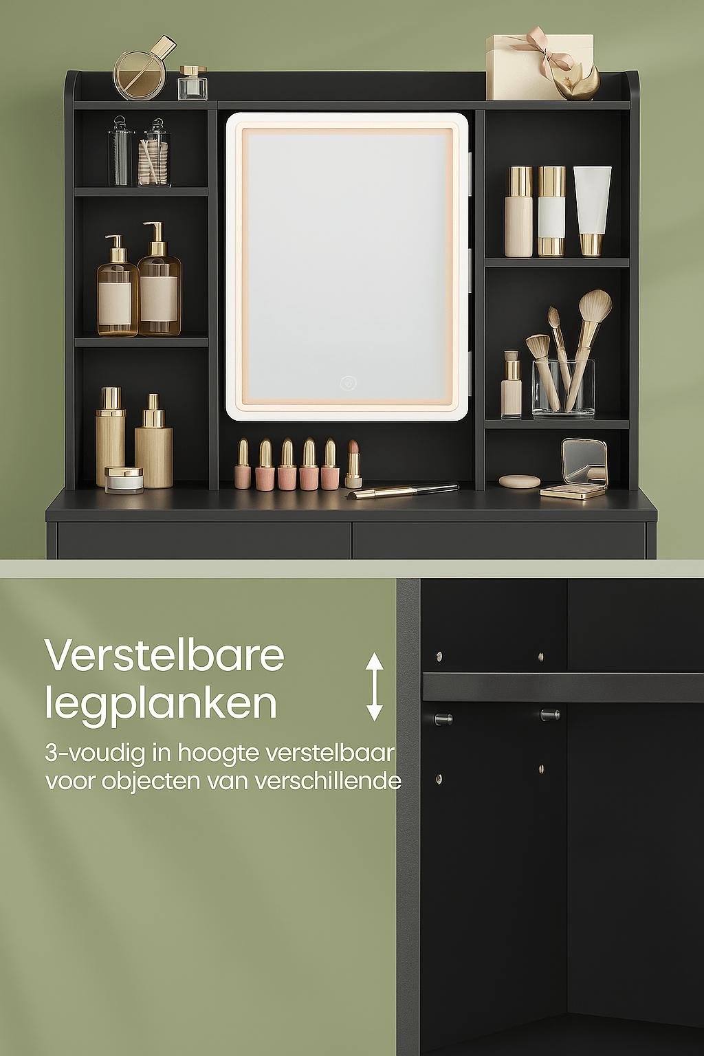 Luxe & Stijl in Één – De Ultieme Kaptafel met LED-Verlichting - Industrieelinhuis.nl