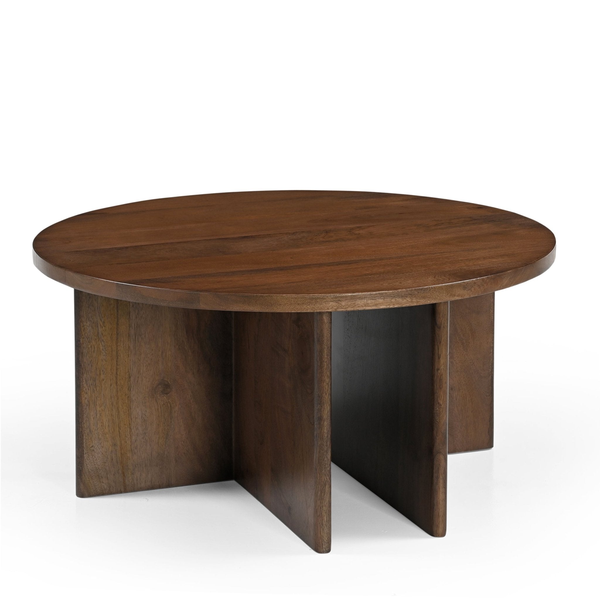 Donkerbruine ronde salontafel mangohout | 80 cm rond |