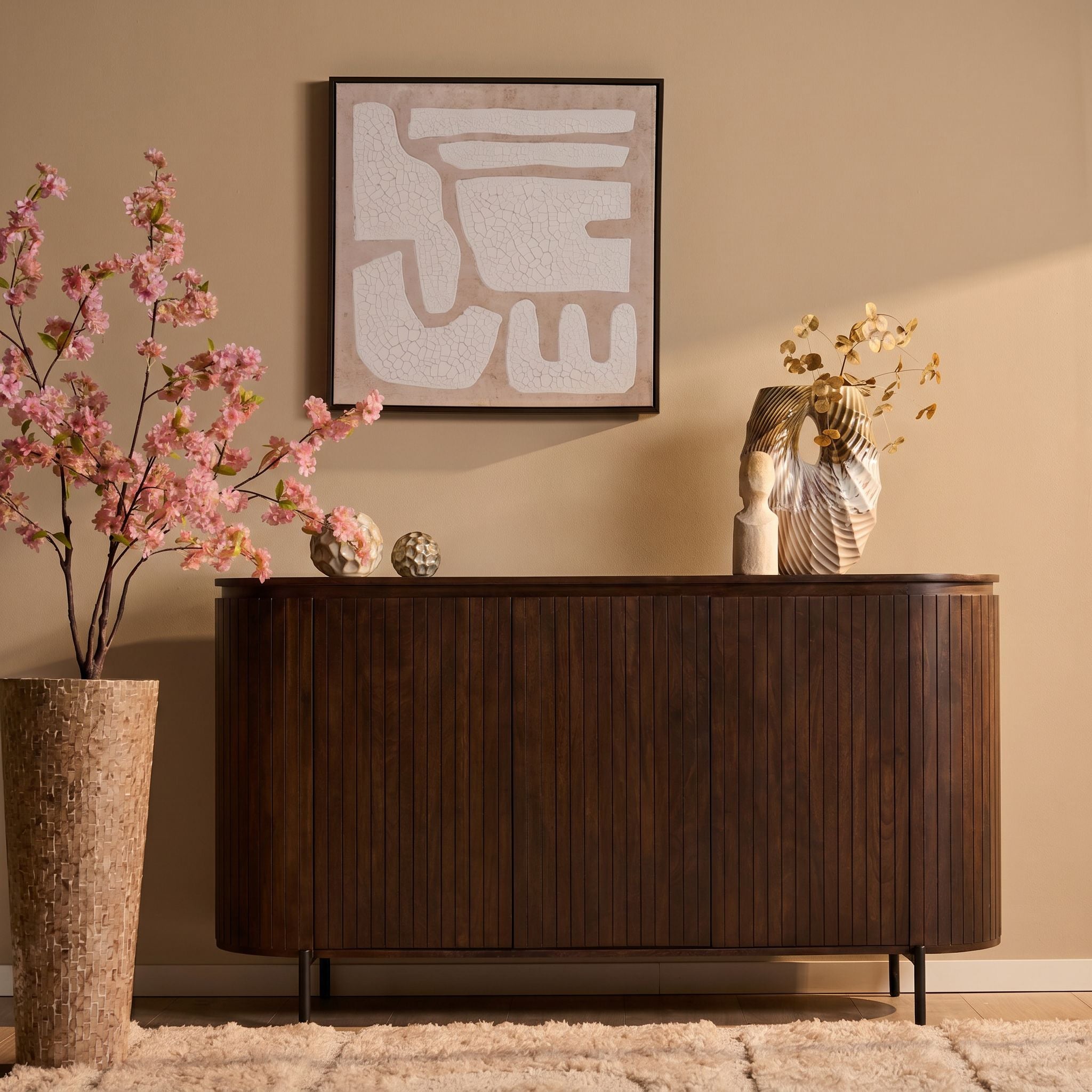 Ovale eettafel Solana Bruin Mangohout 210 cm