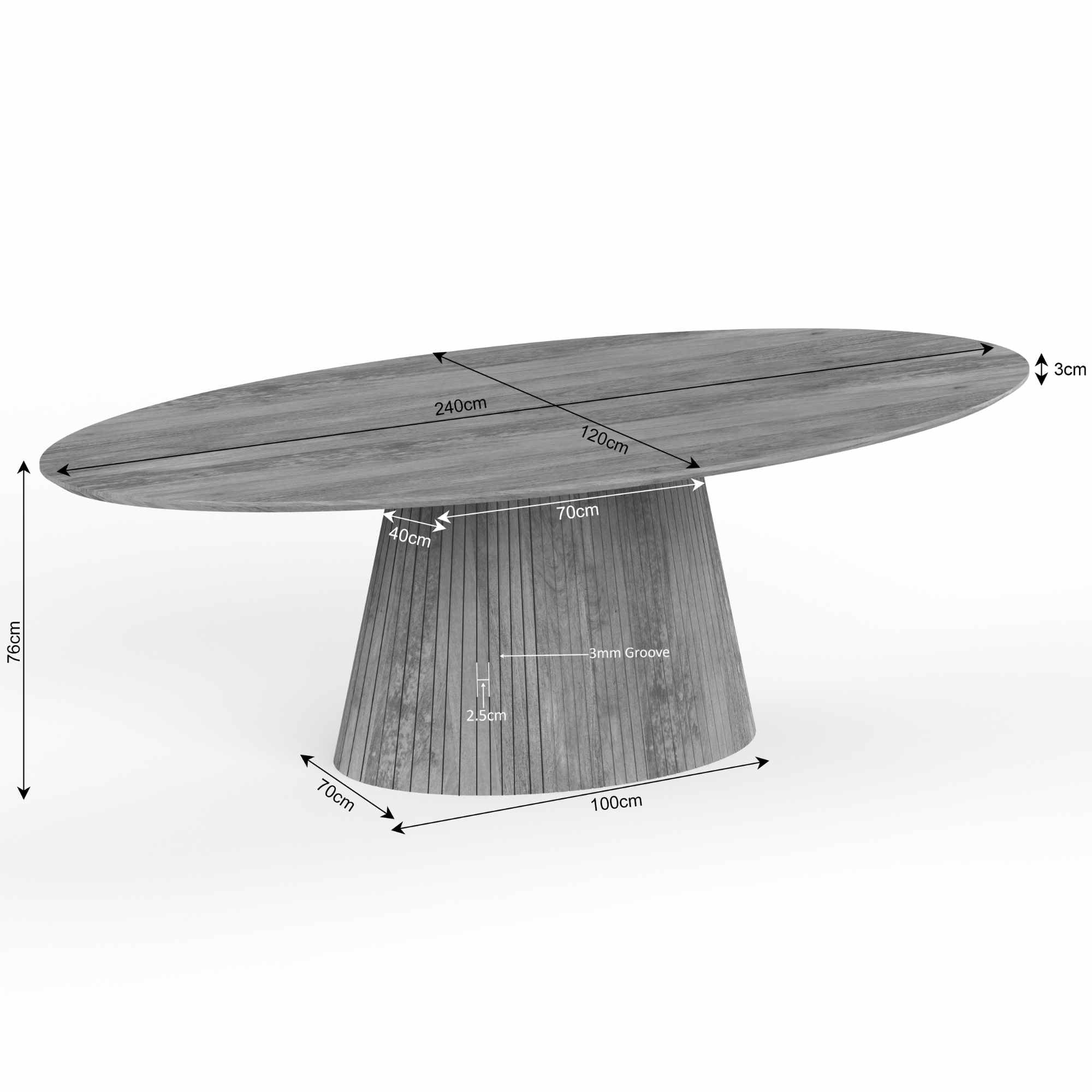 Eettafel Solana | 240 cm | Ovaal | Taupe