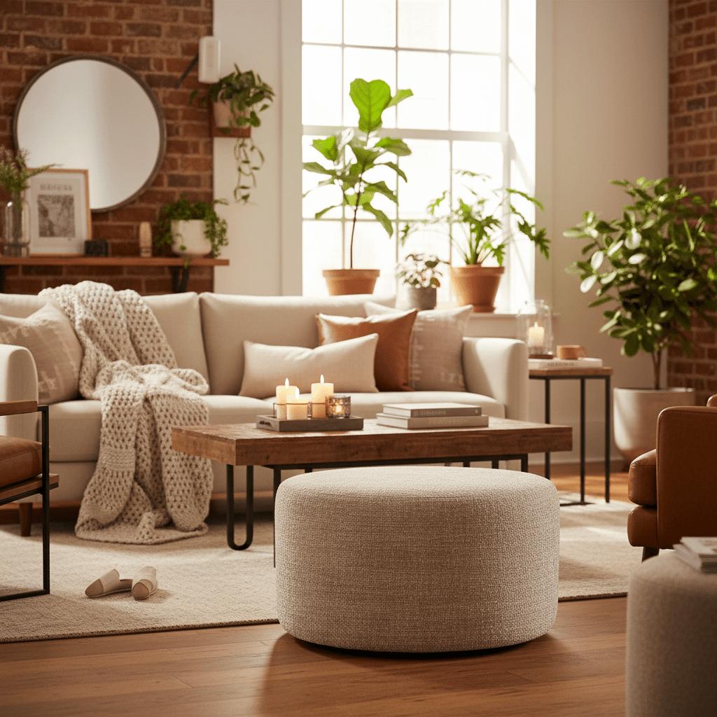 Hocker Rond Beige 60cm