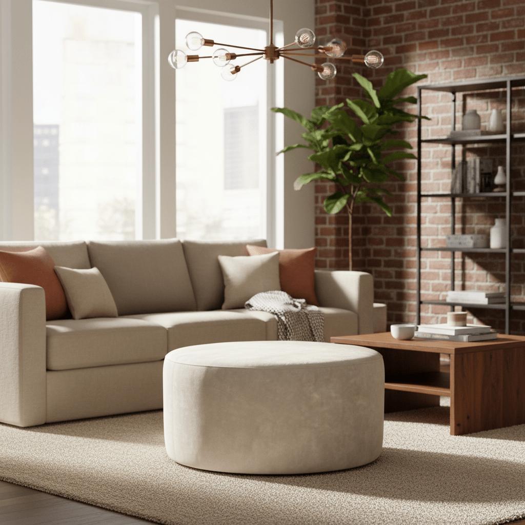 Hocker Rond Velvet Creme 80cm