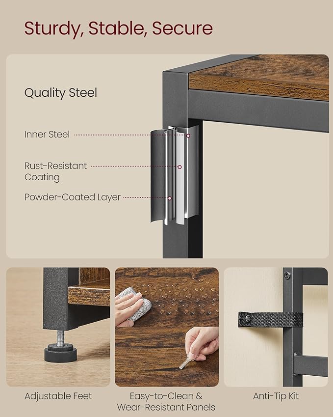 Garderoberek met Bank en Schoenenopslag – Industrieel halmeubel met kapstokhaken, opbergplanken en zitbank in rustiek bruin en zwart staal - Industrieelinhuis.nl