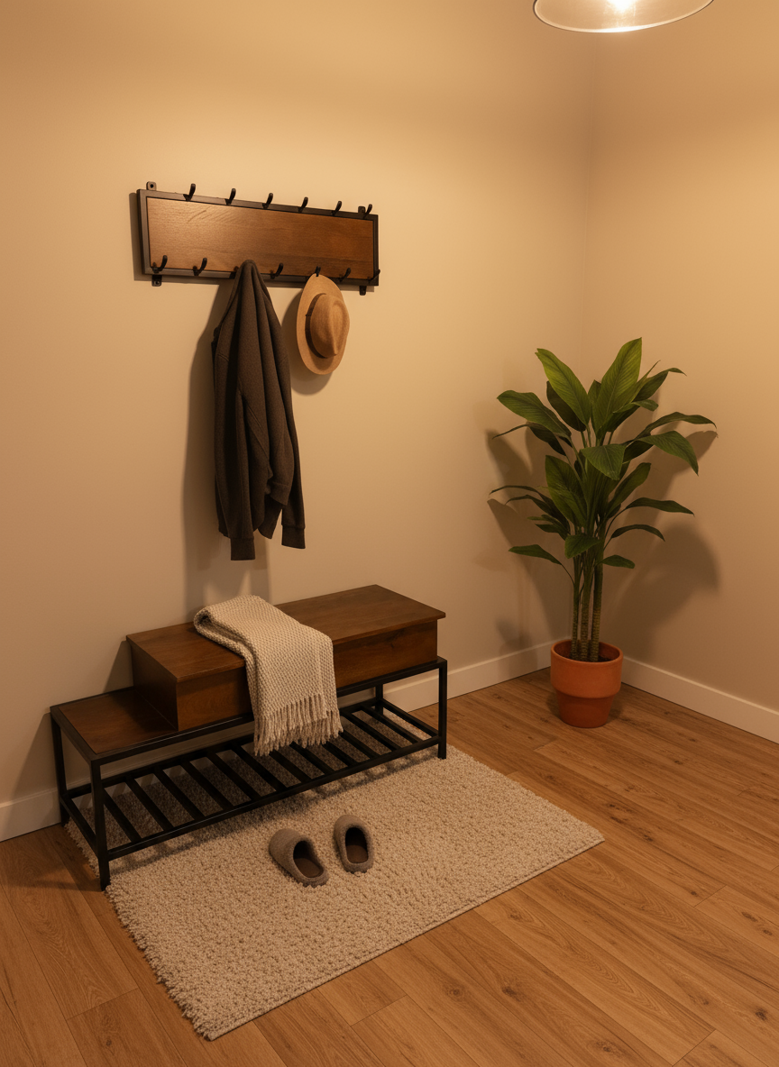 Kapstok & Bankje “Urban Steel” – Industrieel Design met Karakter (110 cm) - Industrieelinhuis.nl