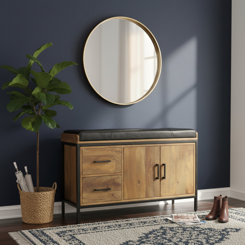 Schoenenbankje met Opbergruimte – Warm & Stijlvol Design 80 × 30 × 48 cm - Industrieelinhuis.nl