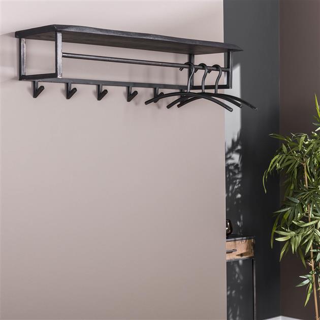 Kapstok Yuko met 6 haken Zwart