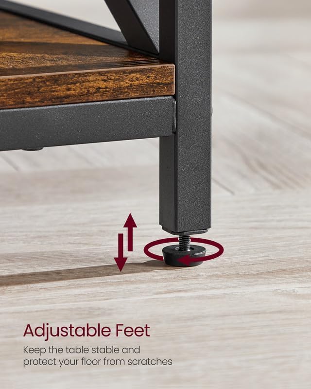 Lift Top Salontafel – Industriële salontafel met verstelbaar tafelblad en verborgen opbergruimte in rustiek bruin en zwart staal