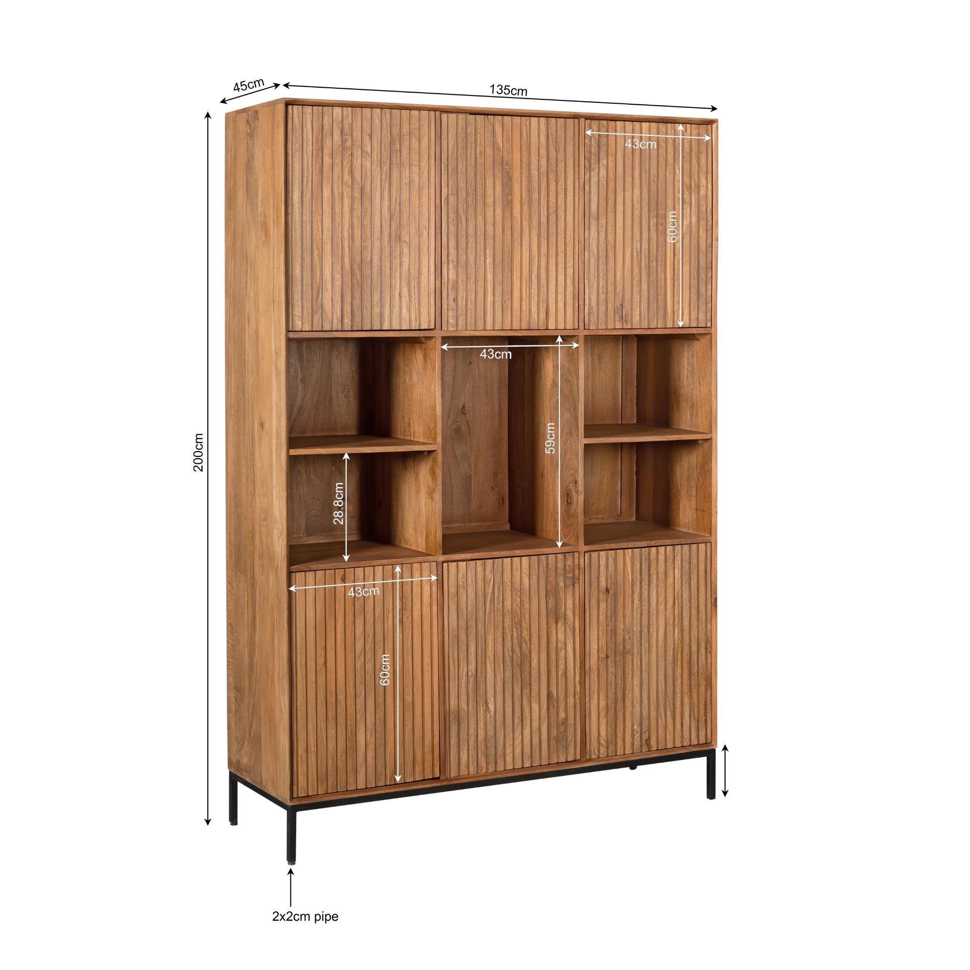 Vakkenkast Madison XL Natural 135 cm - Industrieelinhuis.nl