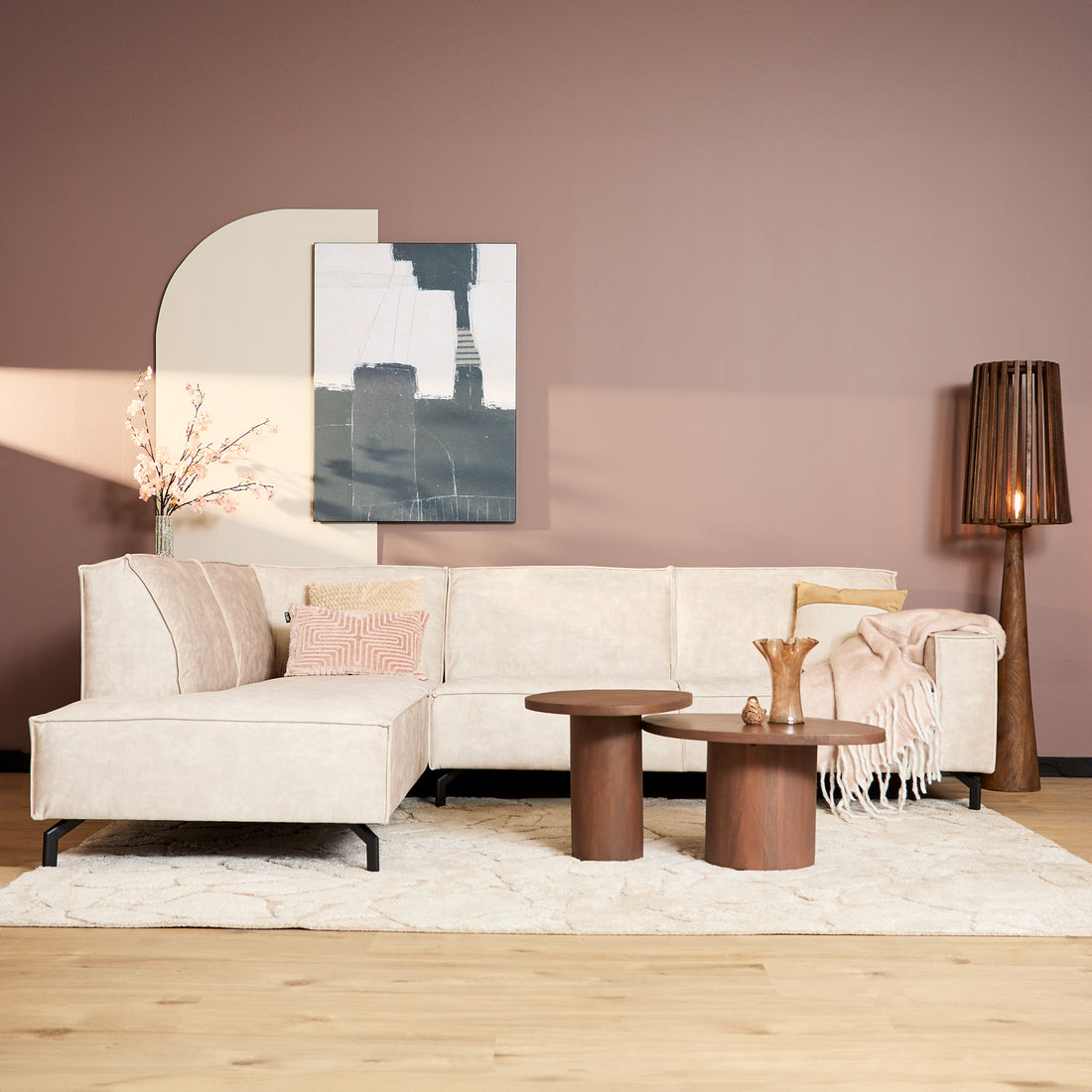 MySofa Floris | Divan Links + 2,5 zits | Velvet Beige - Industrieelinhuis.nl