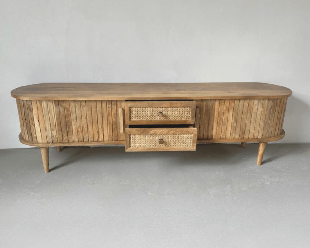 TV Meubel Ubud met deuren en lades Bali stijl | 200x40x40cm - Industrieelinhuis.nl