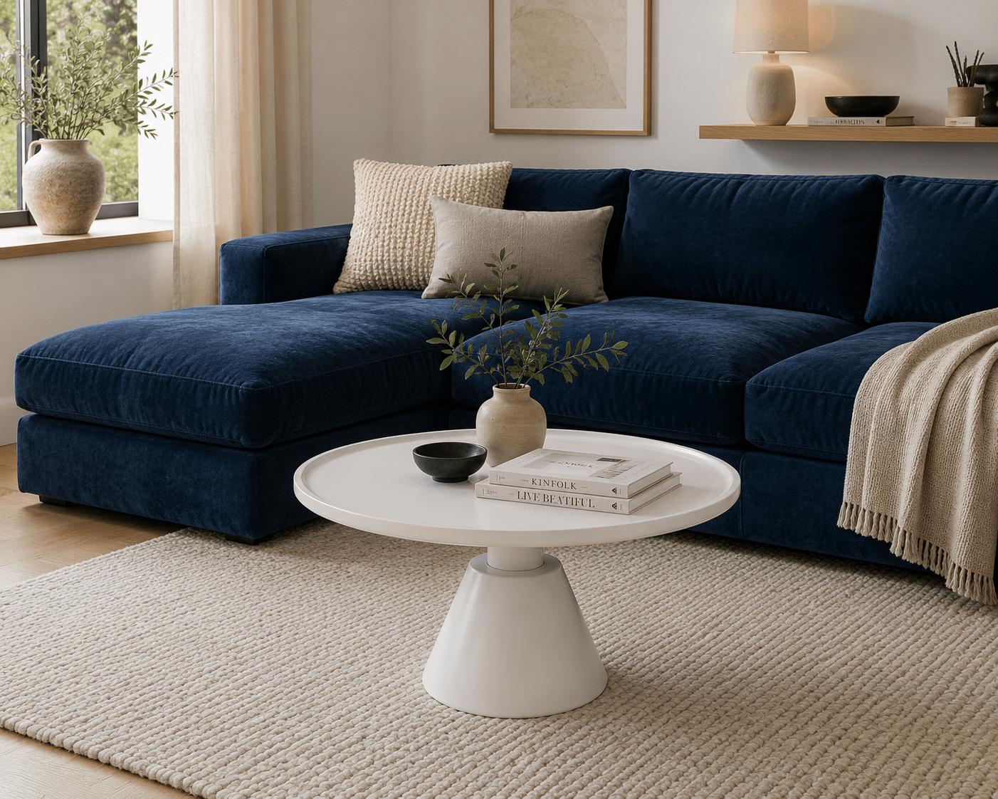 Ronde Salontafel 80 cm met Kegelvoet | Off White | Mangohout