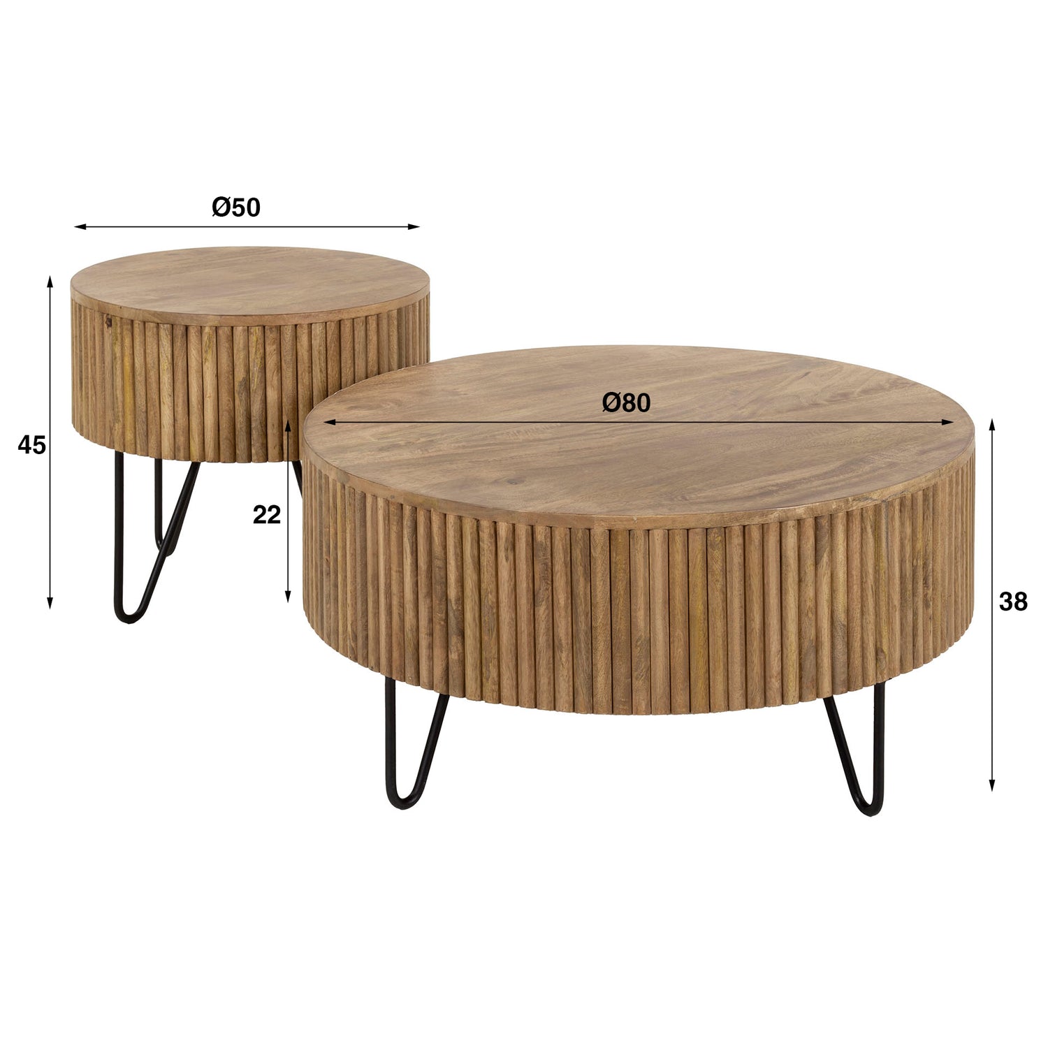 Ronde Salontafel set van 2 Wade