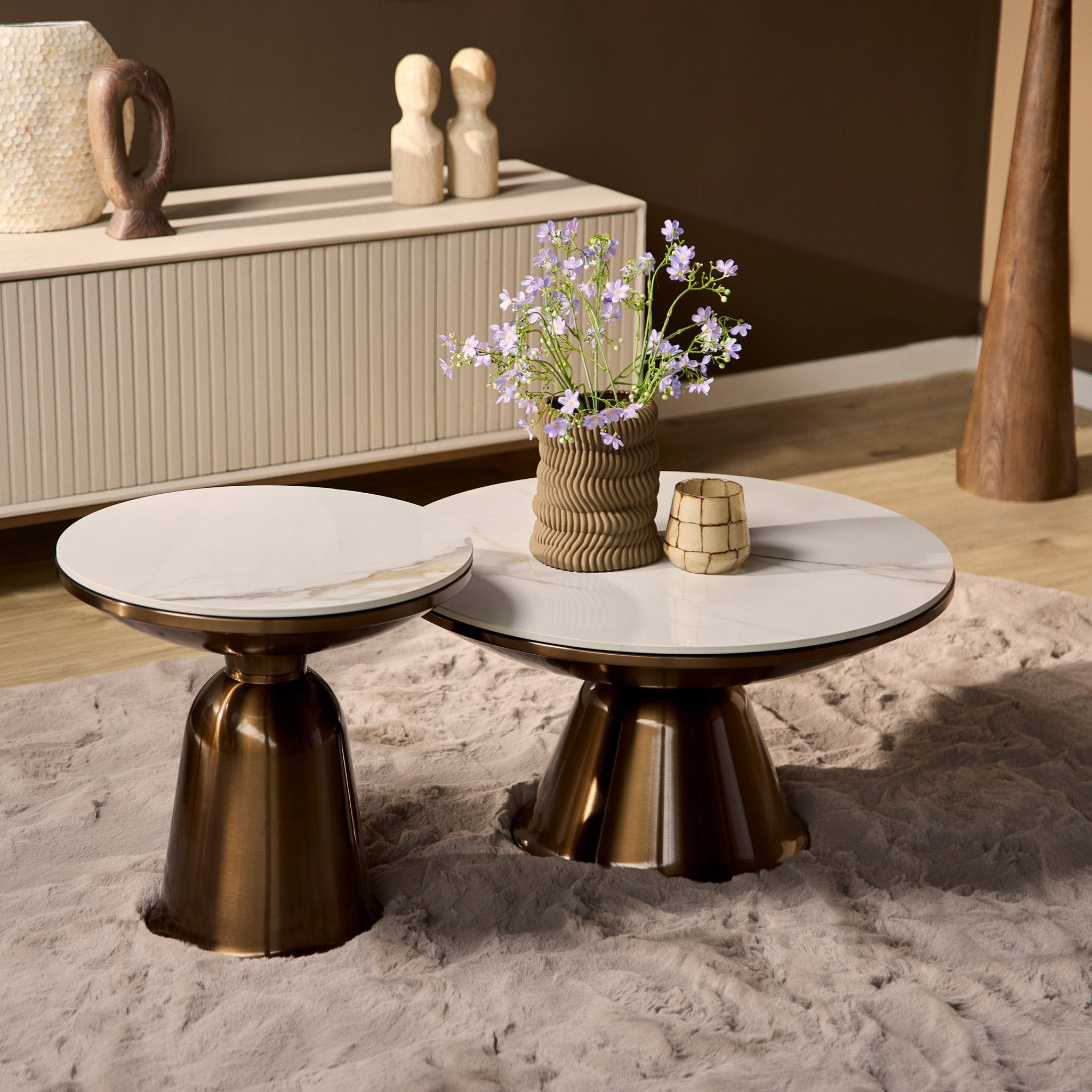 Ronde Salontafelset Alix | Goud met wit |