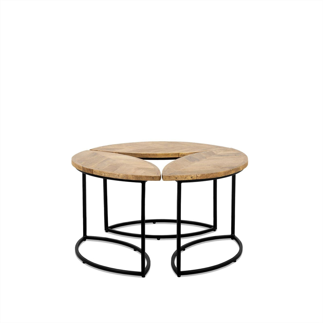 Ronde salontafel set van 3 Leaves | Mangohout |