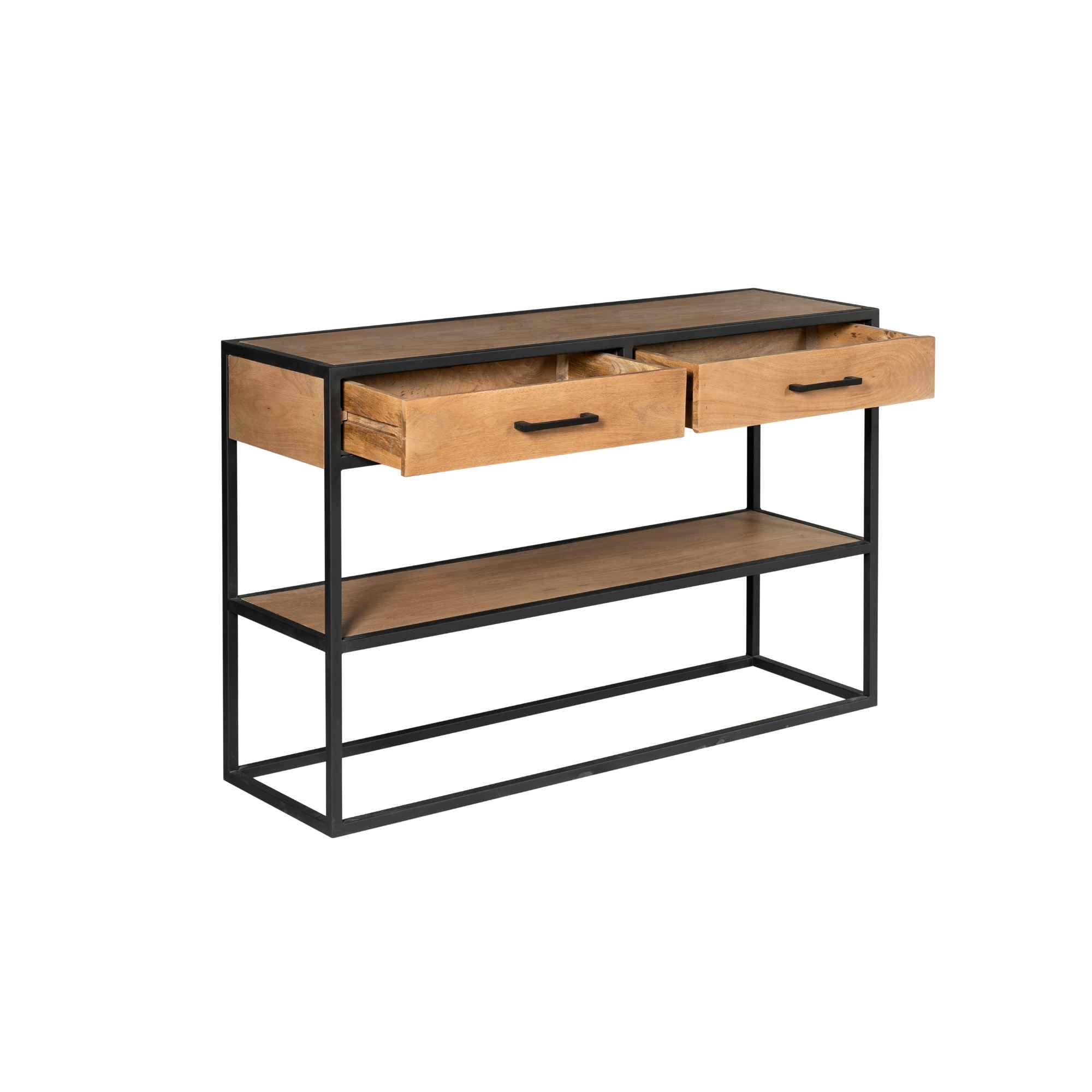 Sidetable met lades Denver | Mangohout en Staal - Industrieelinhuis.nl