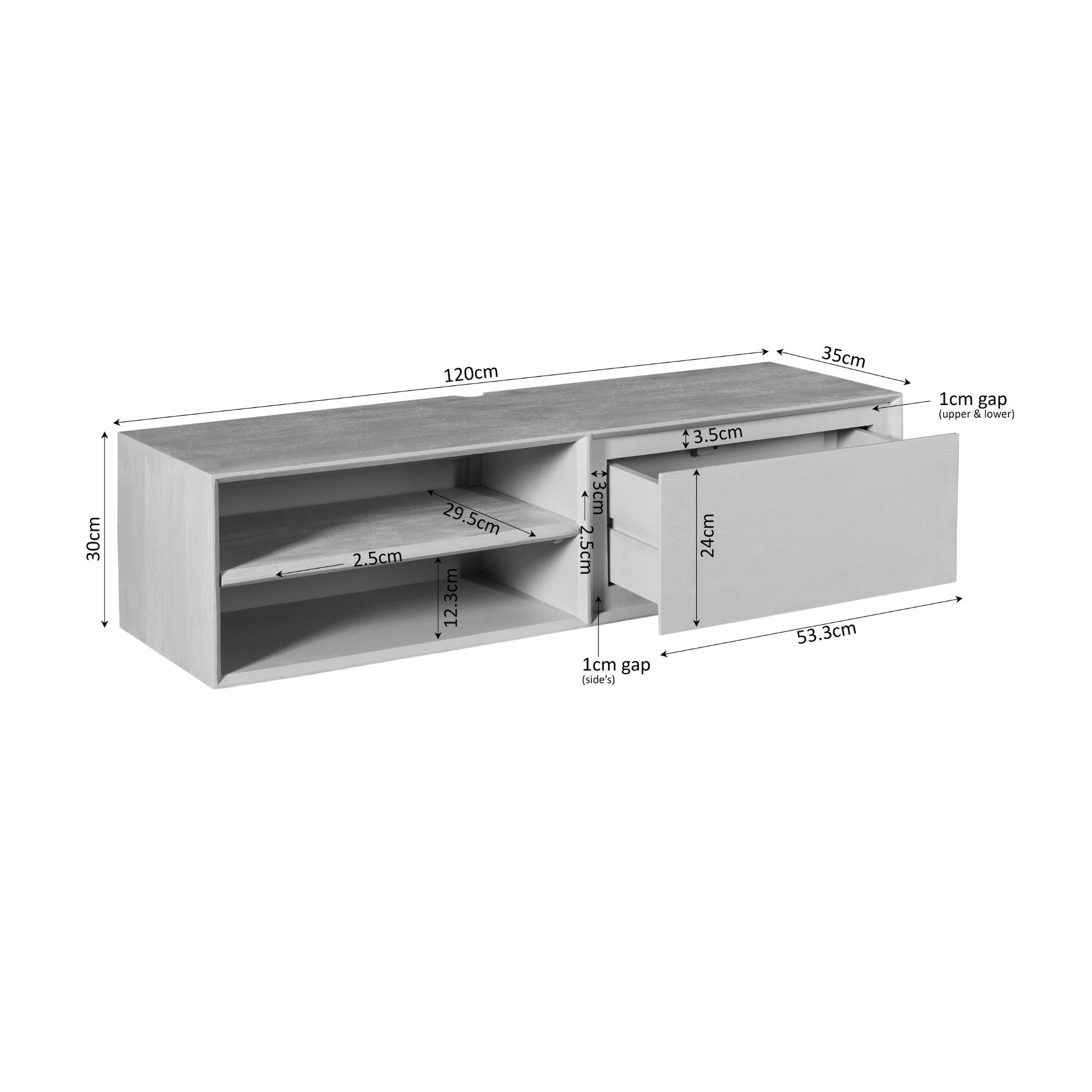 Zwevend tv meubel Ambiance Taupe | 120 cm - Industrieelinhuis.nl