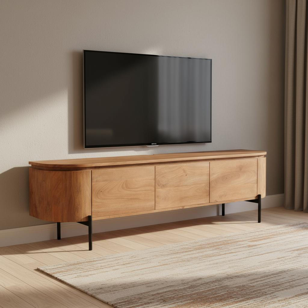 Tv meubel Excellent Naturel | 160 cm Zwevend of op poten te plaatsen - Industrieelinhuis.nl