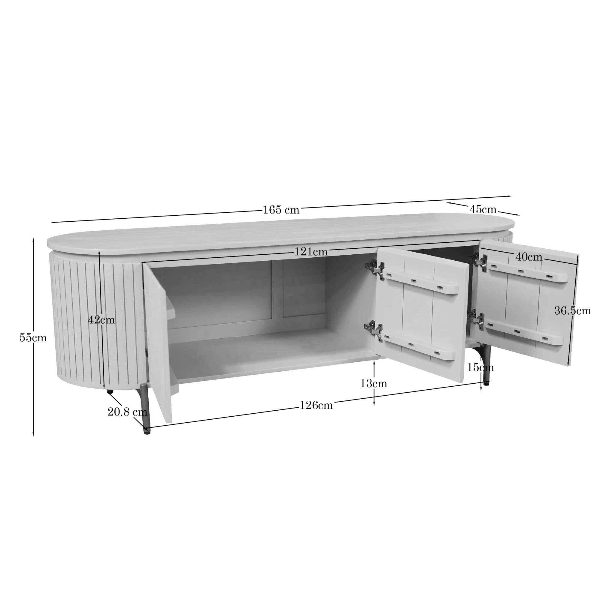Tv meubel Solana Zand Mangohout 165 cm - Industrieelinhuis.nl