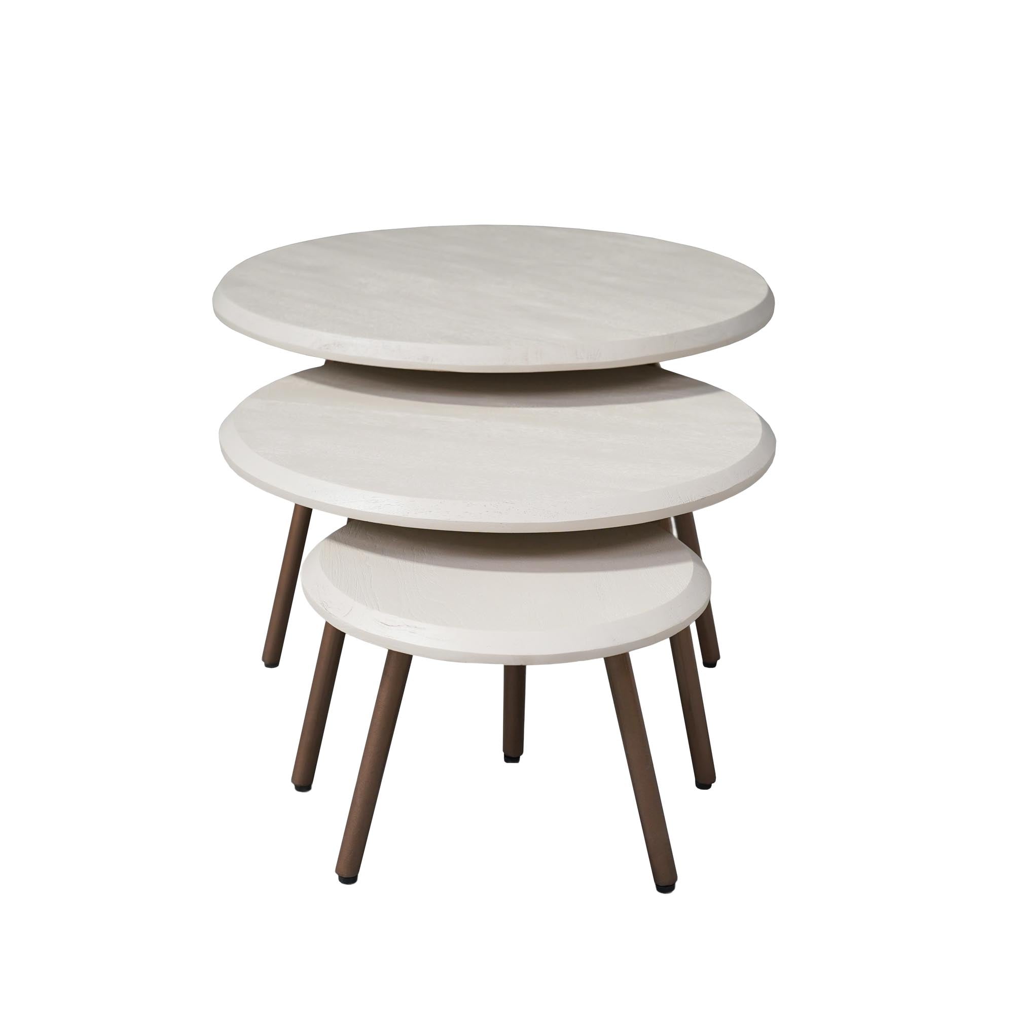 Ronde salontafelset Ohio Zand Mangohout 70 cm - Industrieelinhuis.nl