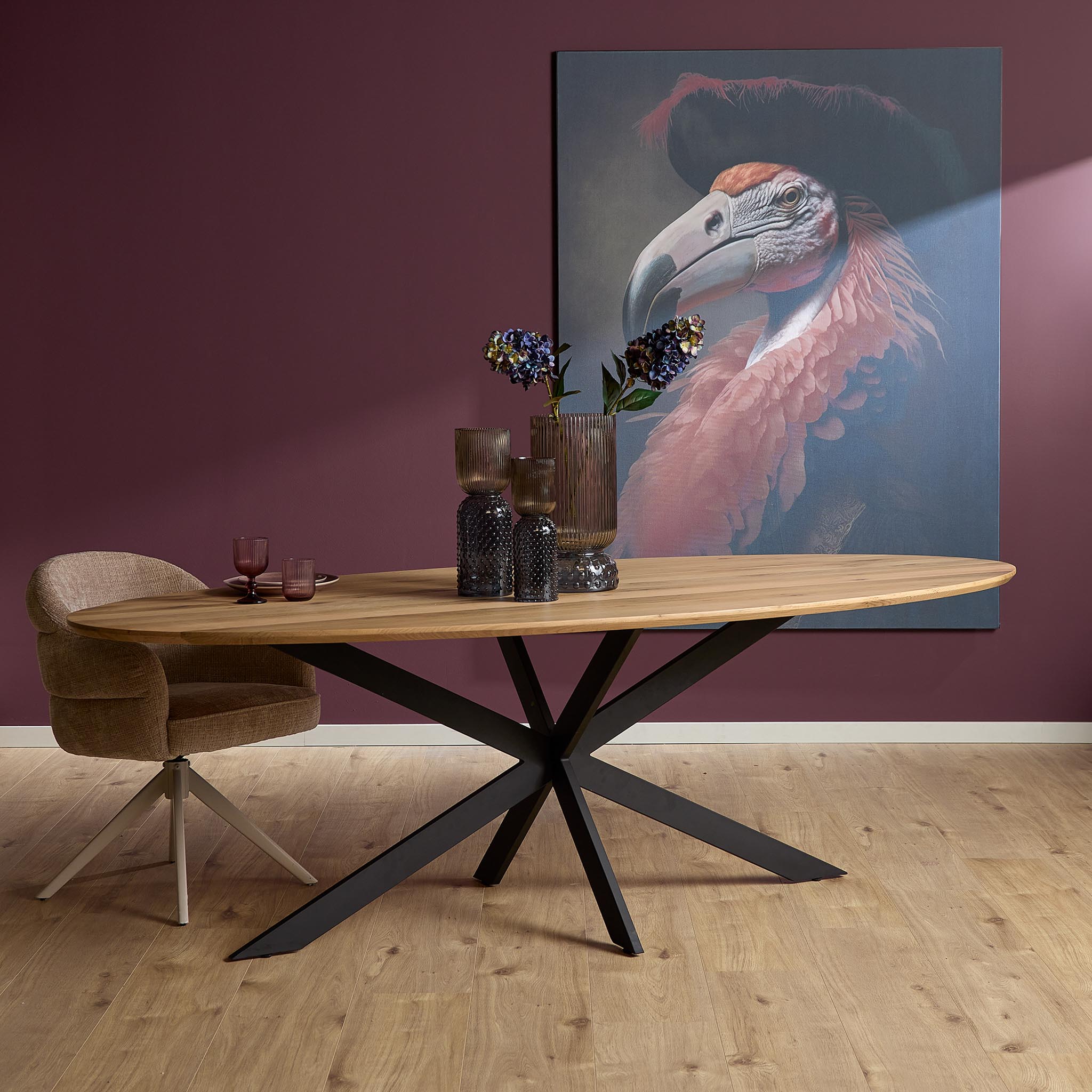 Eiken Eettafel Ferris Ovaal 180 cm