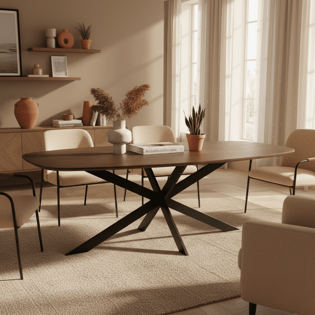 Eiken eettafel Ferris Deens Ovaal Bruin 240 cm - Industrieelinhuis.nl