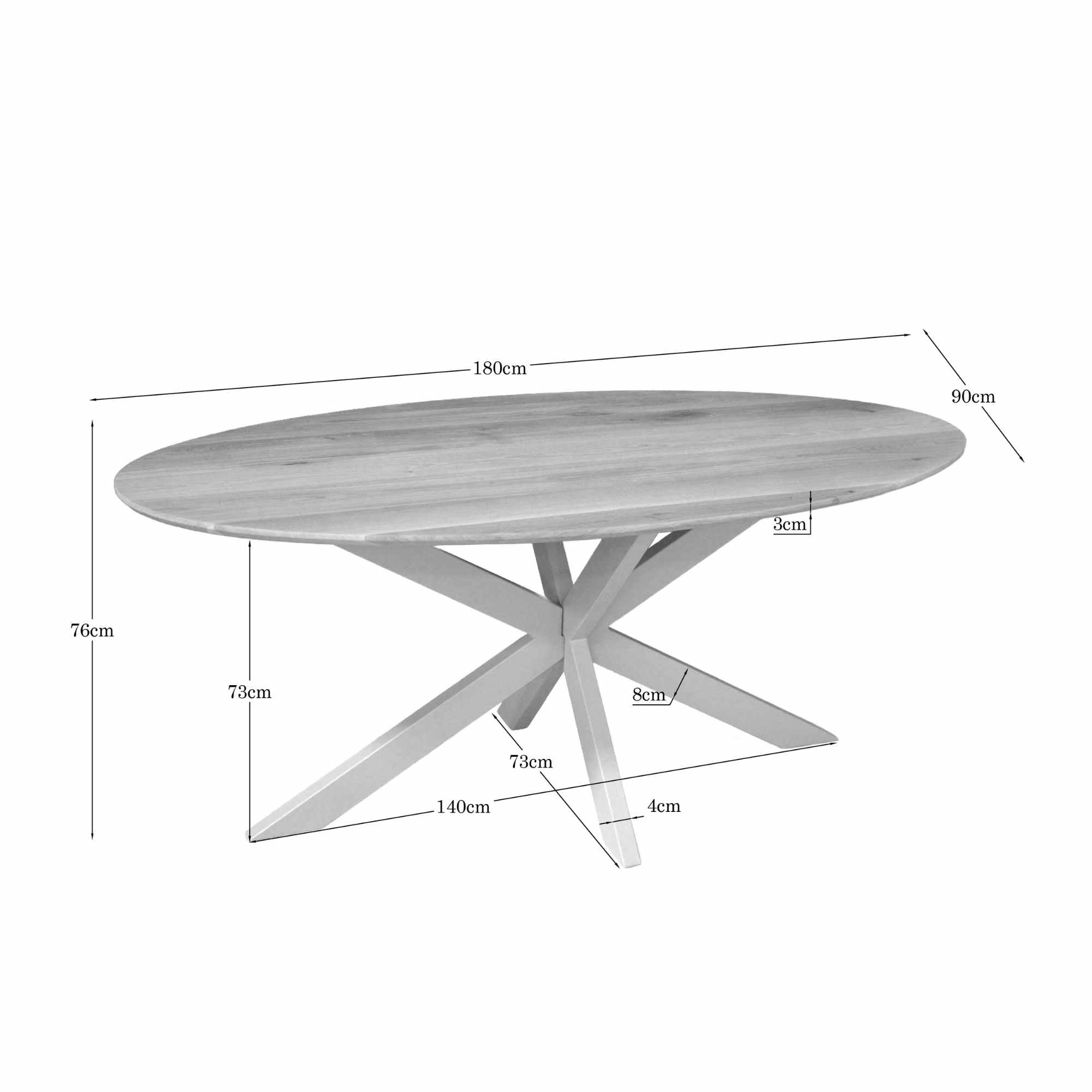Eiken eettafel Ferris | Ovaal 180 cm | Naturel | Poot Sand - Industrieelinhuis.nl