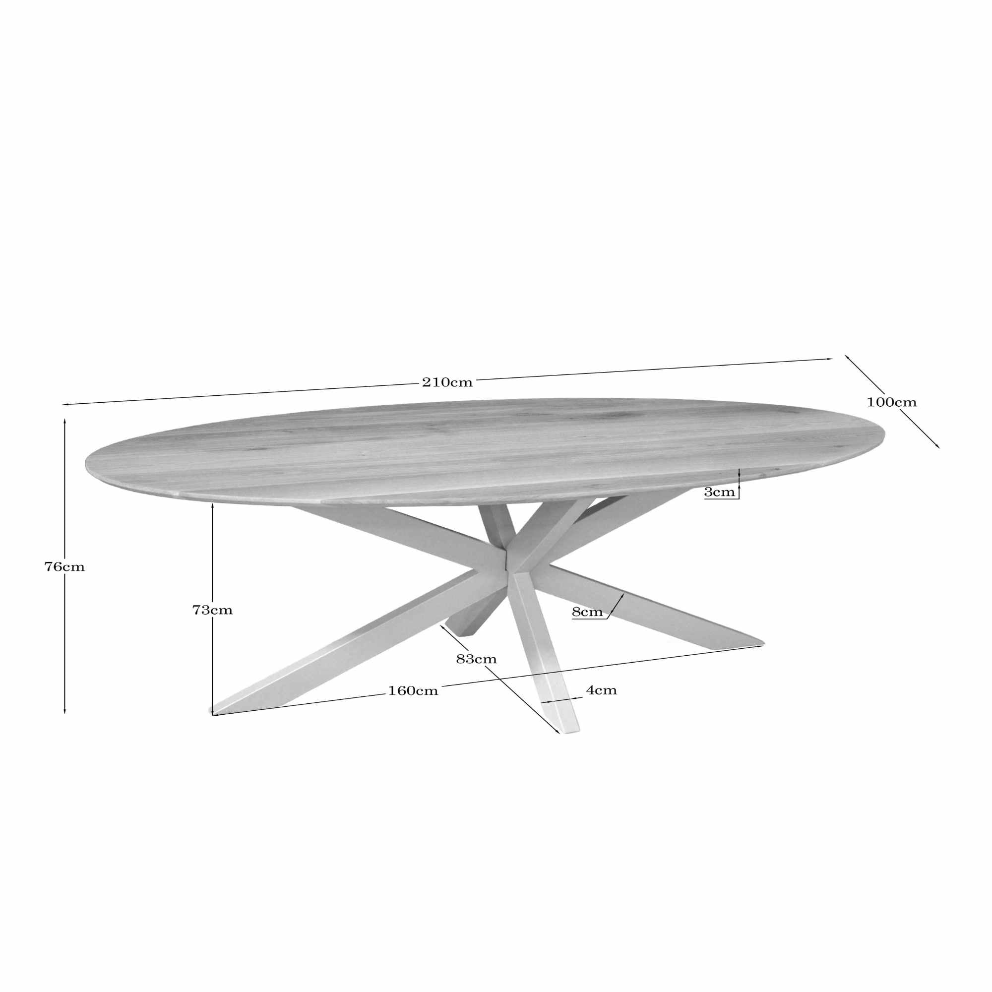 Eiken eettafel Ferris | Ovaal 210 cm | Naturel | Poot Sand - Industrieelinhuis.nl