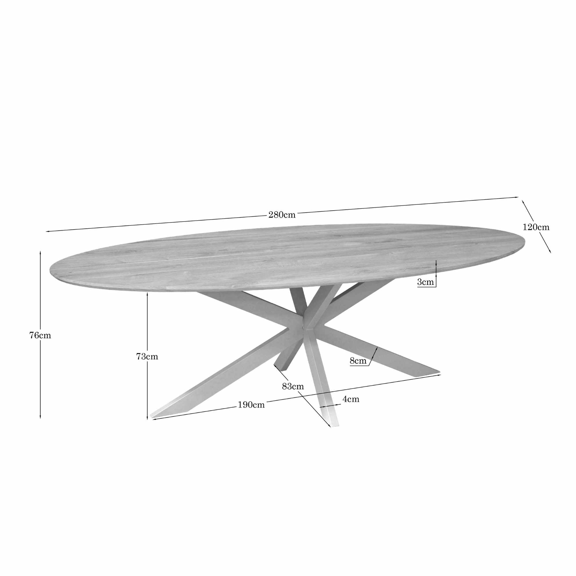 Eiken eettafel Ferris | Ovaal 280 cm | Naturel | Poot Sand - Industrieelinhuis.nl