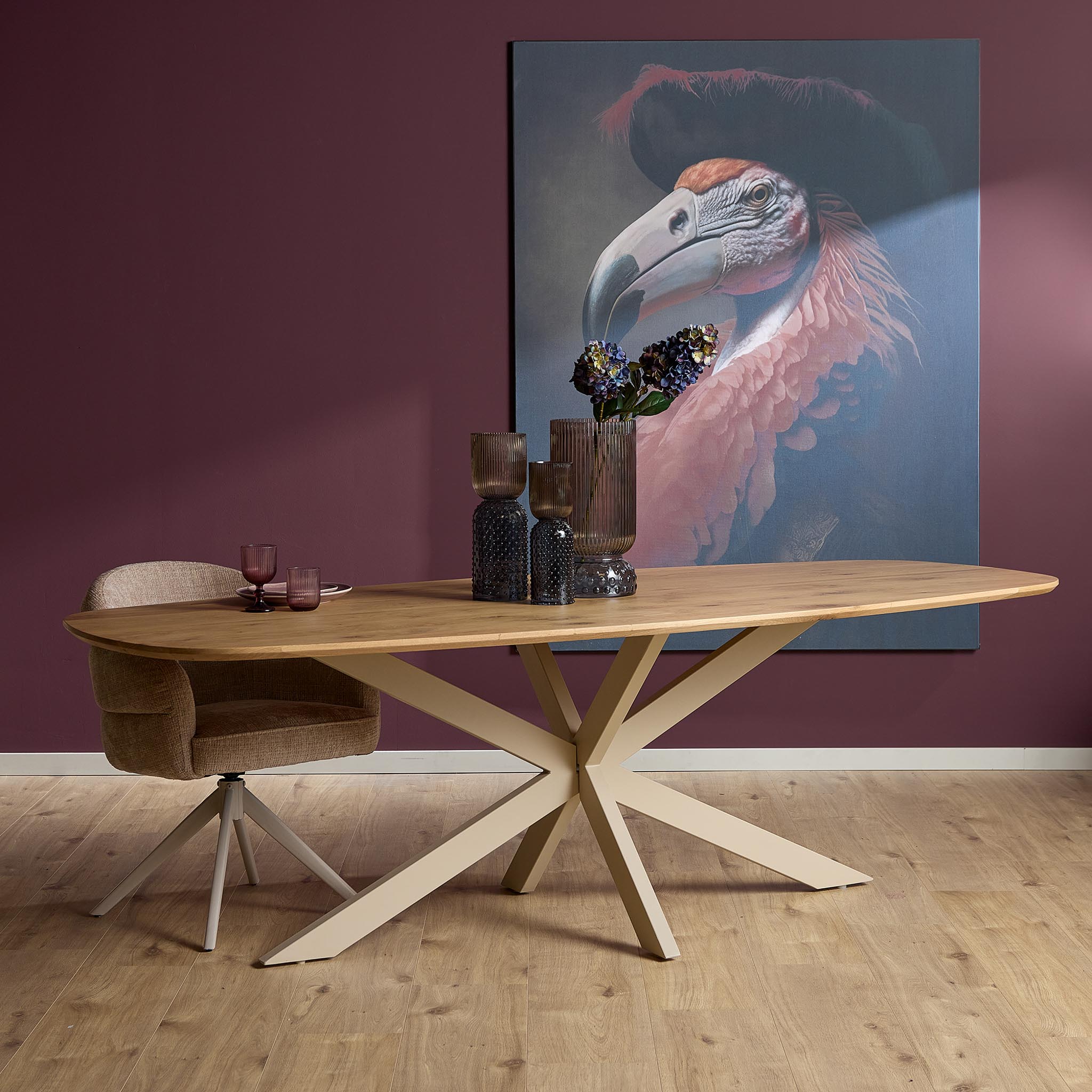 Eiken Eettafel Ferris Deens Ovaal 180 cm