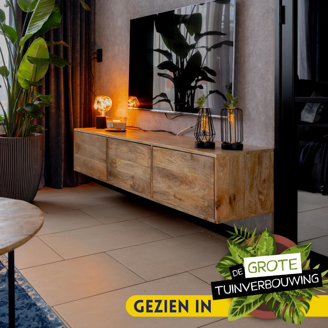 Zwevend tv meubel Vision Naturel | 160 cm - Industrieelinhuis.nl