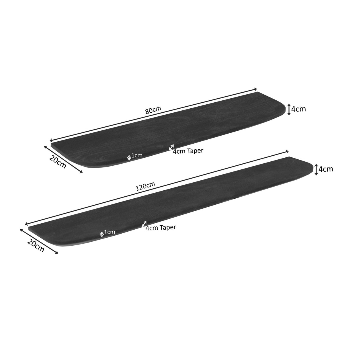 Wandplank Gusta Zwart Mangohout 120 cm