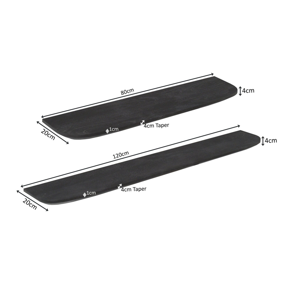 Wandplank Gusta Zwart Mangohout 120 cm