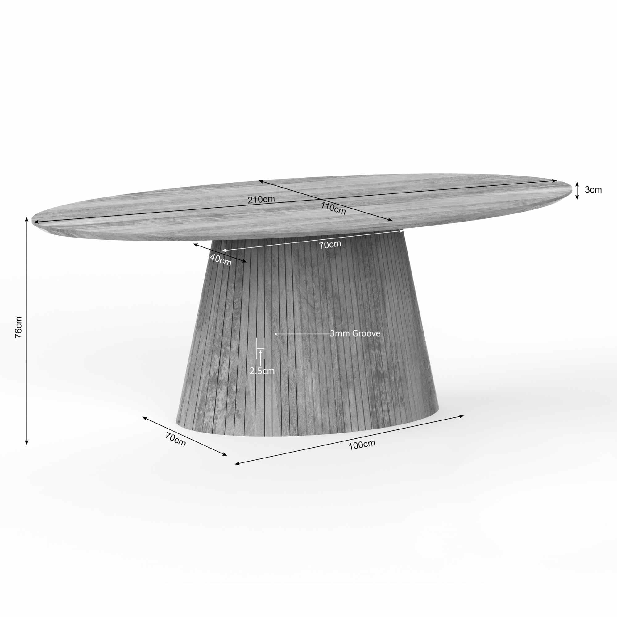 Eettafel Solana | 210 cm | Ovaal | Taupe - Industrieelinhuis.nl
