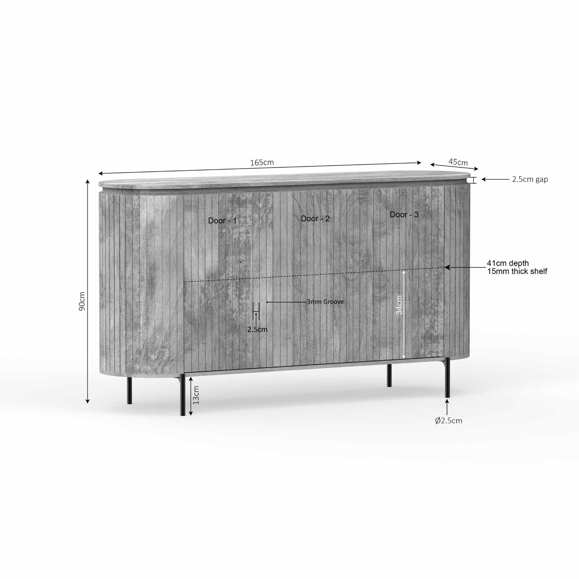 Dressoir Solana | 165 cm | Taupe - Industrieelinhuis.nl