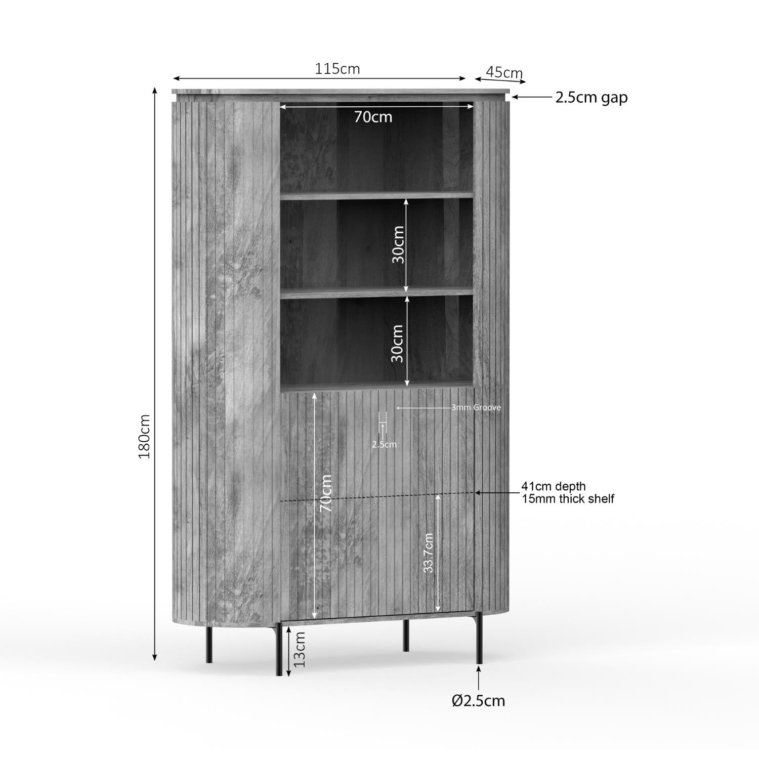 Wandkast Solana | 115 cm | Taupe - Industrieelinhuis.nl