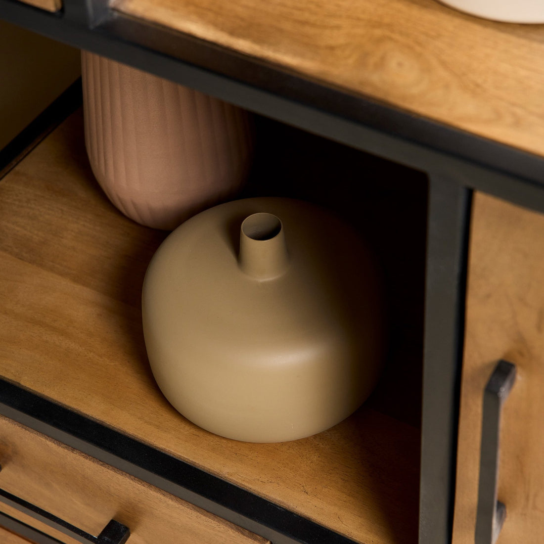 Vakkenkast Denver | Mangohout en staal | 90 cm - Industrieelinhuis.nl