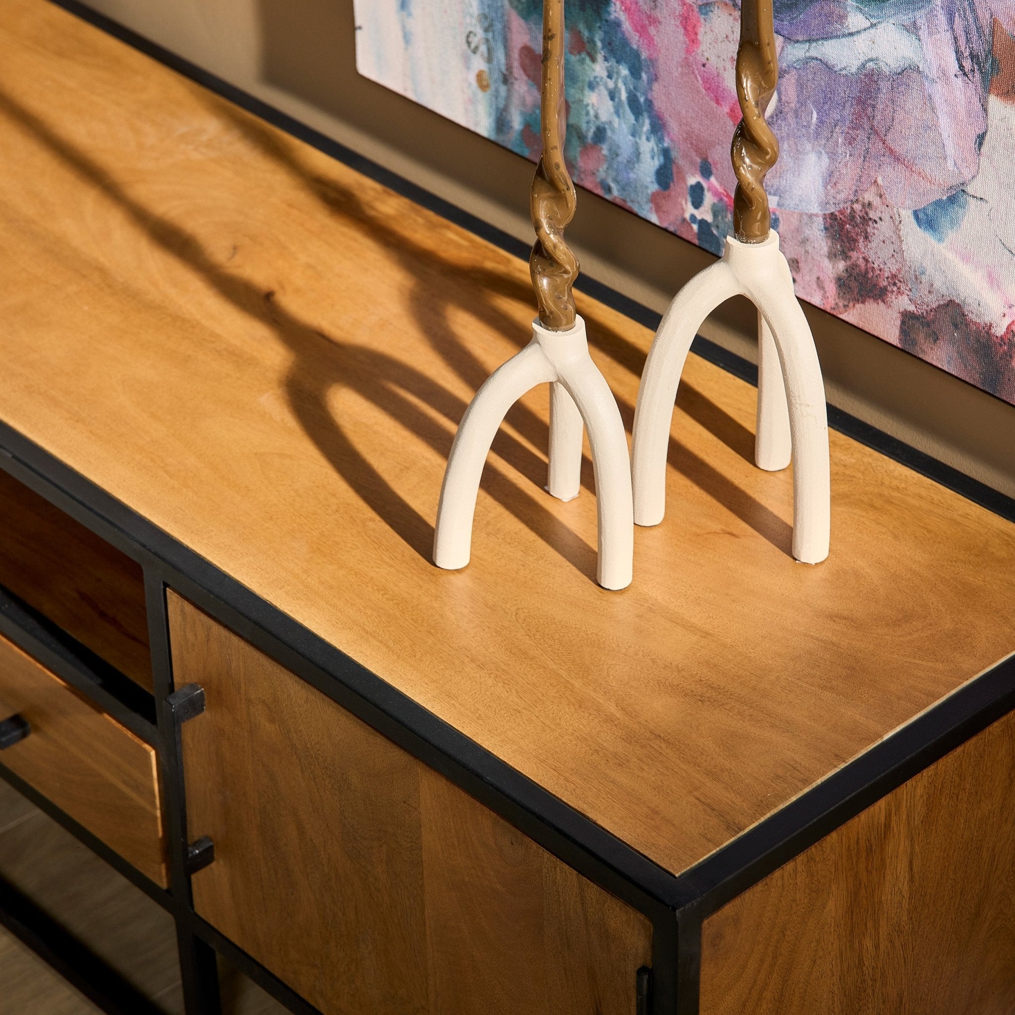 TV -Möbel Denver | Mangoholz und Stahl 145 cm